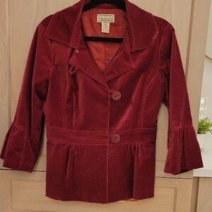 Elegant Velvet Blazer in Rich Burgundy